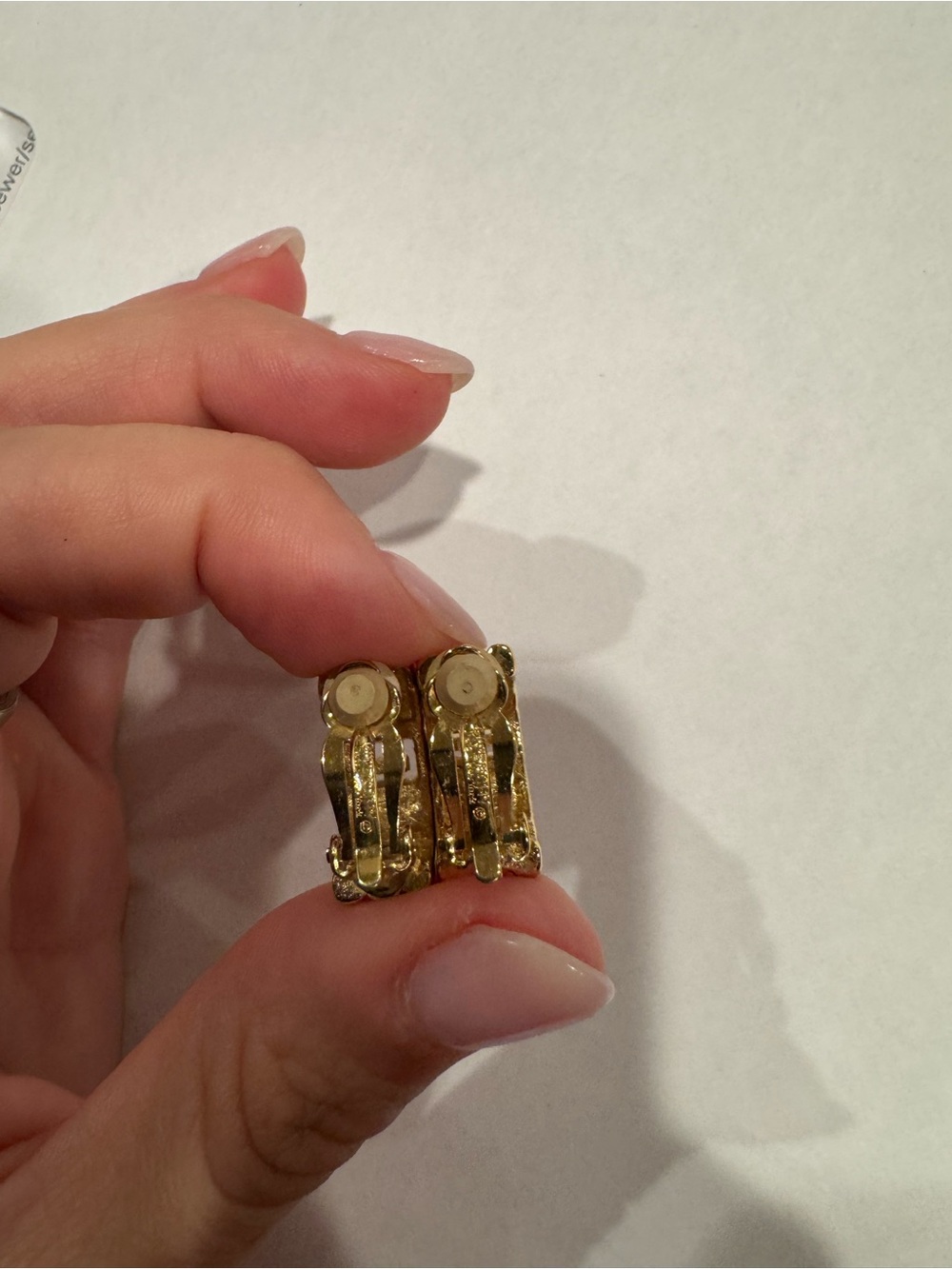 Vintage Givenchy Crystal G Logo Gold Tone Clip-On Earrings - Picture 3 of 3